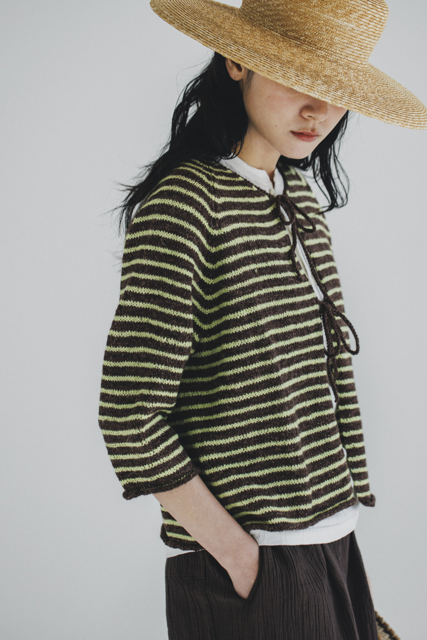 [DARUMA Knit Kit] 프론트 리본 카디건 실 키트(한국어패턴)